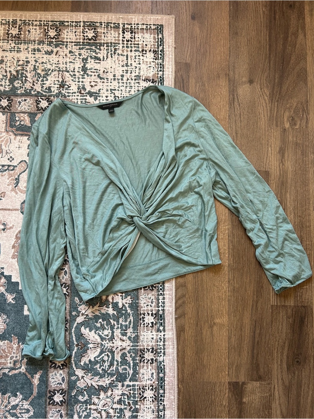 Banana Republic Blue Long Sleeve Knotted Blouse